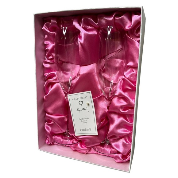 Orrefors Crazy Heart Efva Atting 2 Champagne Flutes - Picture 2 of 10